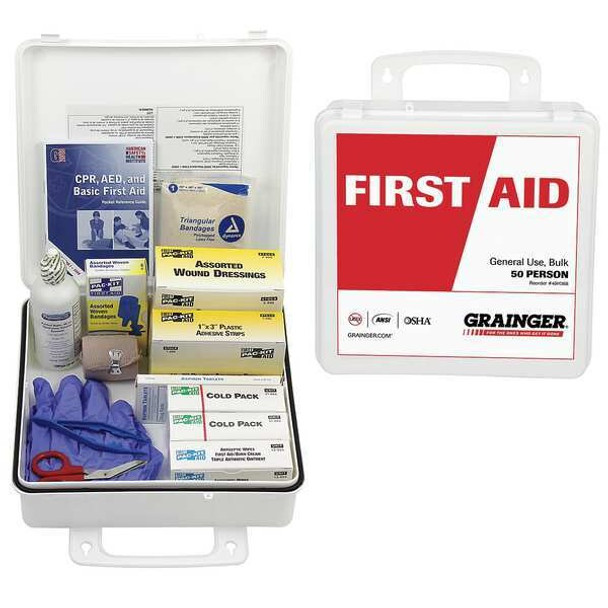 First Aid Kit and Housing, Plastic 195 Components, 50 People Served