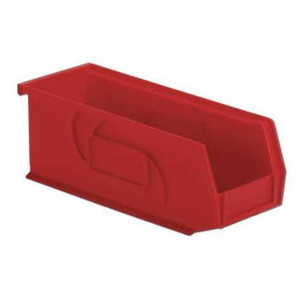 Hang & Stack Storage Bin, Plastic, Red, 4 in H, 4 1/8 in W, 10 7/8 in L