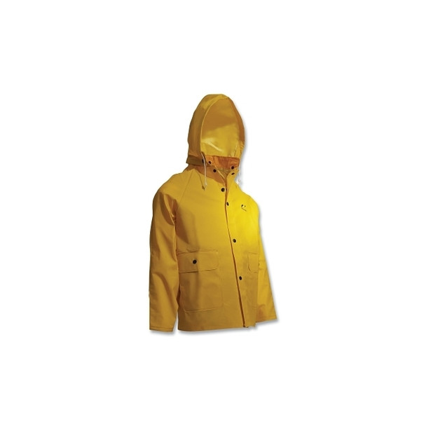 Sitex Rain Jacket, Detachable Hood, 0.35 mm Thick, PVC/Polyester, Yellow, 2X-Large