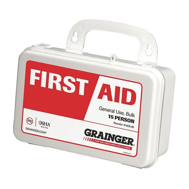 First Aid Kit and Housing, Plastic 59 Components, 15 People Served