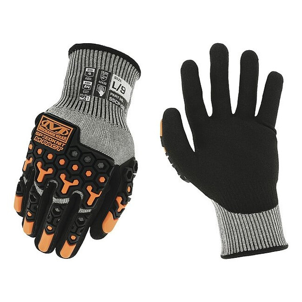 Knit Gloves, Nitrile, Sandy, Palm, 4 Abrasion Level, Black, L (9) 1 PR