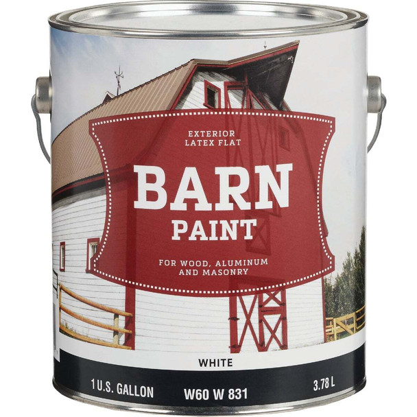 Do it Best Latex Flat Exterior Barn Paint, White, 1 Gal. W60W00831-16