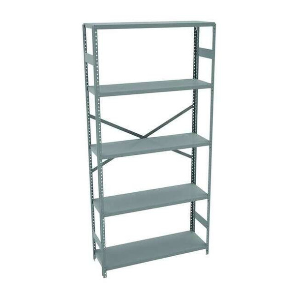 Metal Shelving Unit, 12"D x 36"W x 75"H, 5 Shelves, Carbon Steel