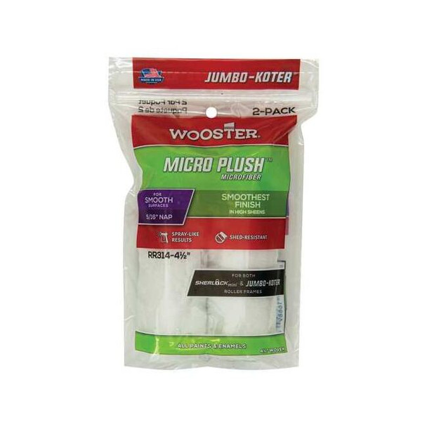 Wooster 4-1/2" Mini Paint Roller Cover, 5/16" Nap, Microfiber RR314-4-1/2