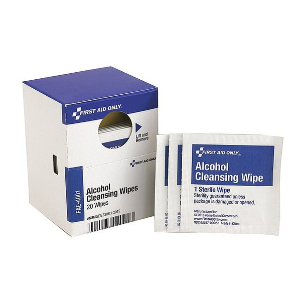 First Aid Only First Aid Kit Refill,Alcohol Wipes, 20 Per Box FAE-4001