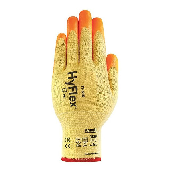Hi-Vis Cut-Resistant Coated Gloves, Cut Level A5 ,Dipped ,Nitrile ,Sandy ,M 1 PR