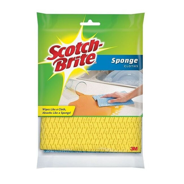 Scotch-Brite Sponge,7.8"x 6.8",Color Varies,PK2 9055