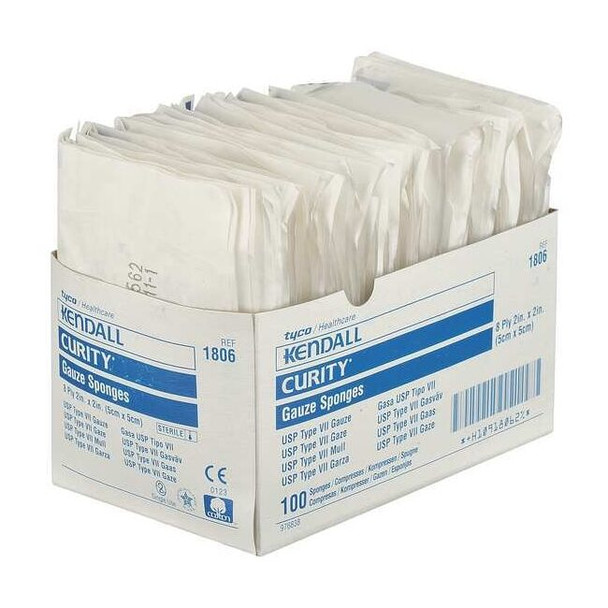 Covidien Sponge, Sterile, White, Gauze, PK100 KCGS019806