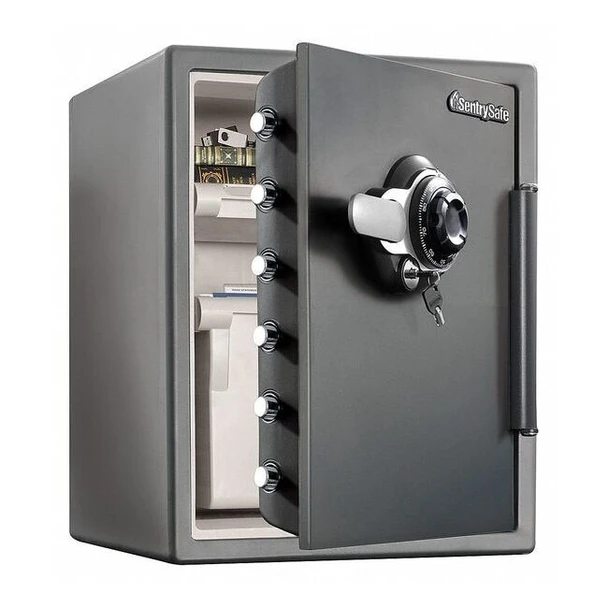 2.05 cu ft Fire Rated Security Safe, 124.8 lbs, 1 hr. Fire Rating, Gray