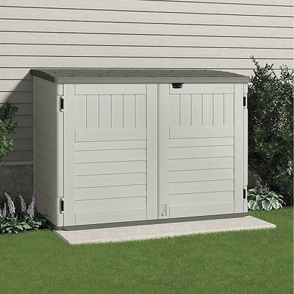 Suncast Horizontal Storage Shed, Resin, 70 cu ft, Vanilla/Stoney/Black BMS4720