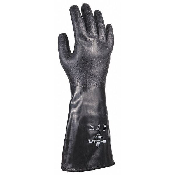 3416 Chemical Resistant Gloves, Neoprene, 14 in L, 67.32 mil, Black, M, 1 PR