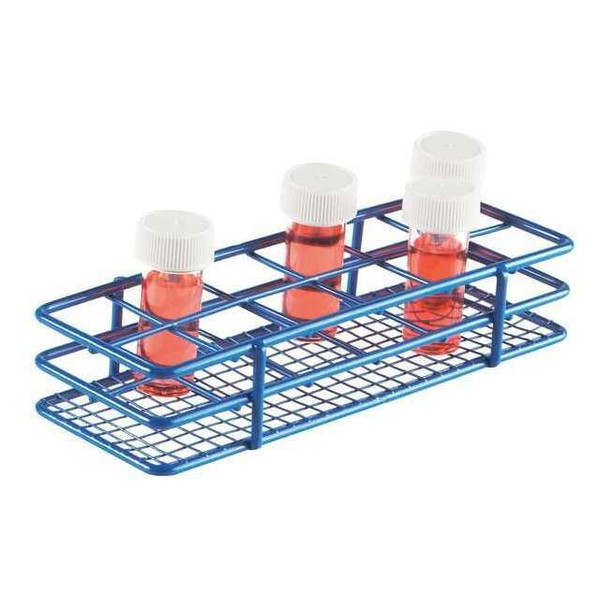 Heathrow Scientific Test Tube Rack,Epoxy-Coated Steel,Blue 120085