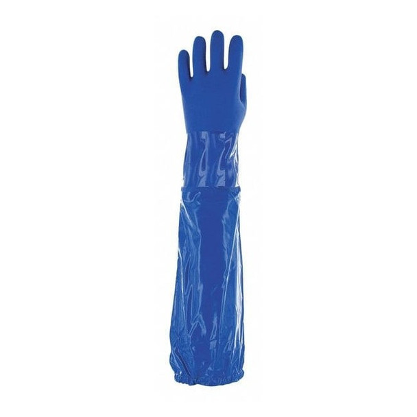 Solvex 58-430 Chemical Resistant Gloves, PVC, 24 in L, 79 mil, Blue, 7, 1 PR