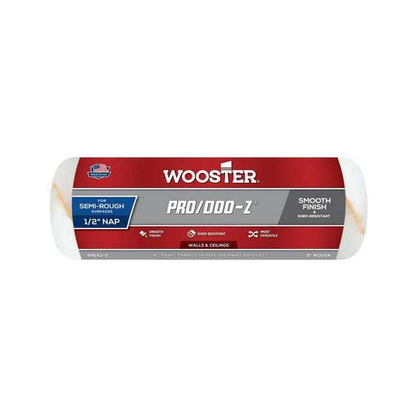 Wooster 9" Paint Roller Cover, 1/2" Nap, Woven Fabric RR643-9