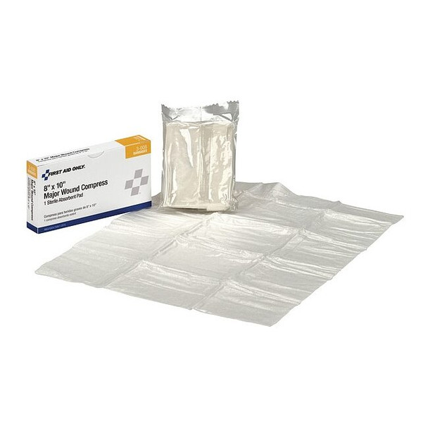 First Aid Only Trauma Pad, Sterile, White, 8 in. W, PK24 90869