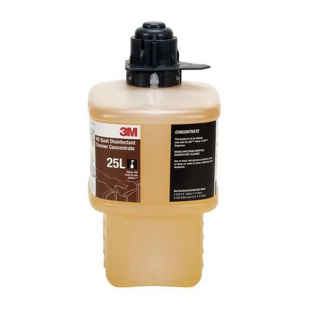 3m HB Quat Disinfecting Cleaner, 2L Bottle, Fragrance Free, Amber 25L