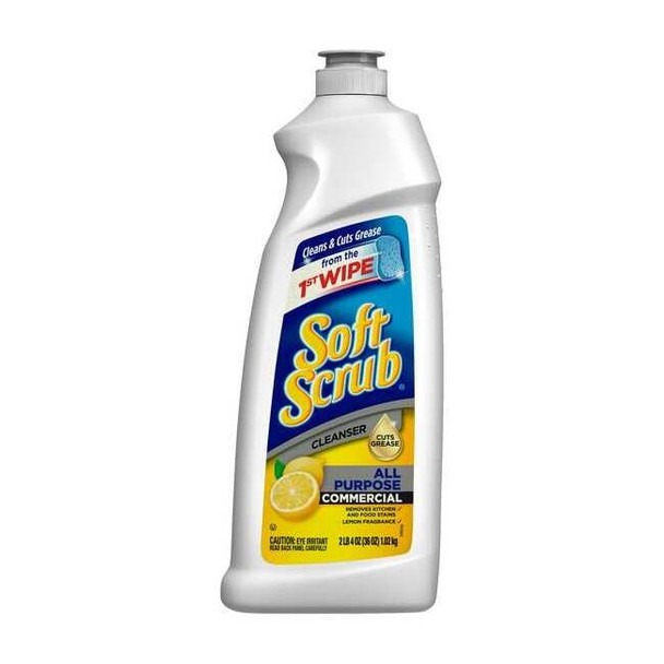 Soft Scrub Bathroom Cleaner, Bottle, Lemon, White, PK6 15020
