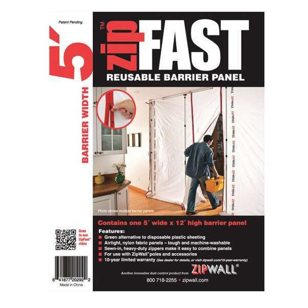 Zipwall Barrier Panel,5ftLx12ftH,White ZF5