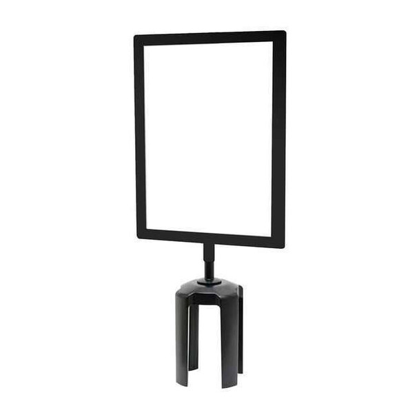 Tensabarrier Sign Frame,11"H,7"W,Chrome,Black FRAME-HDSC-33-0711HD-V