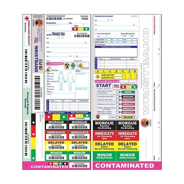 Disaster Management Systems Wristband Triage Tag,PK50 DMS 05420