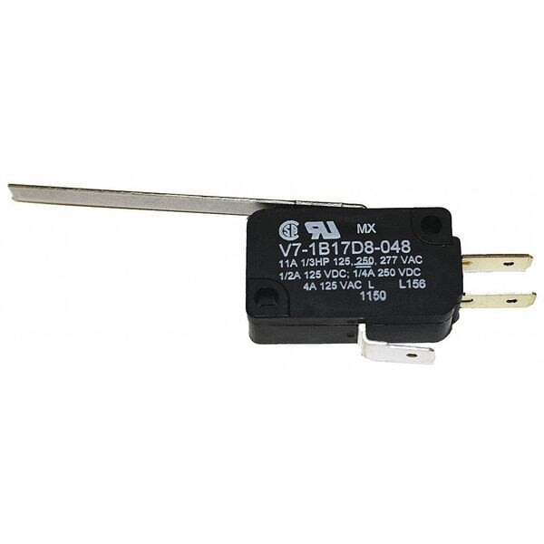 Honeywell Miniature Snap Action Switch, Lever, Long Actuator, SPDT V7-1B17D8-048