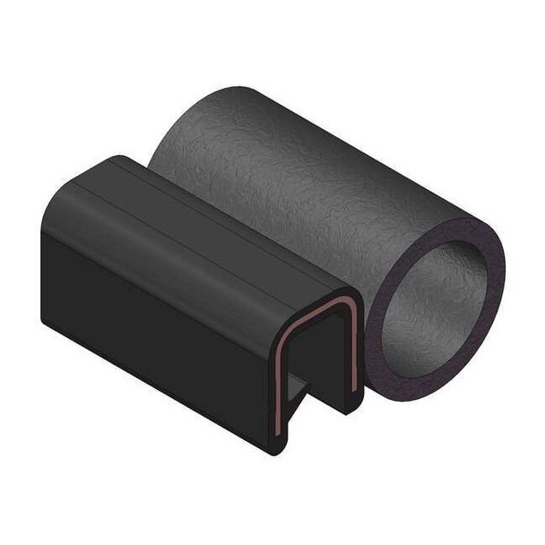 Trim Seal, EPDM, 25 ft Length, 7/8 in Overall Width, Style: Trim with a Top Bulb