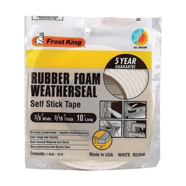 Frost King Sponge Rubber Foam Tape,3/8In.x10 ft. R338WH