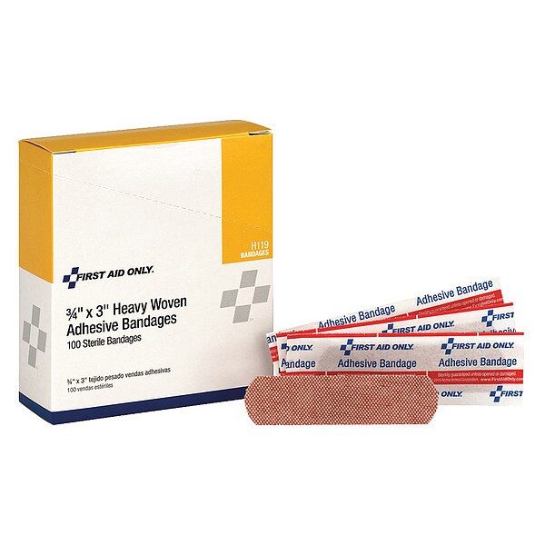 First Aid Only Adhesive Bandage, Fabric, 3/4 in W, PK100 H119