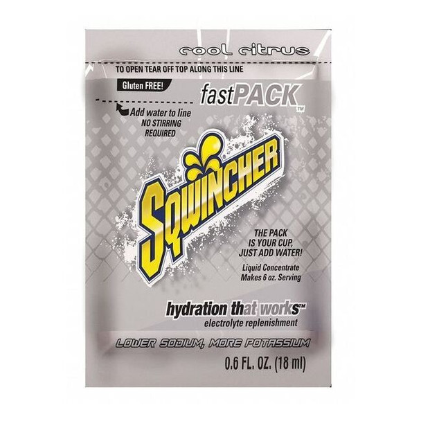 Sqwincher Sports Drink Liquid Concentrate 0.6 oz., Cool Citrus, Pk50 159015310
