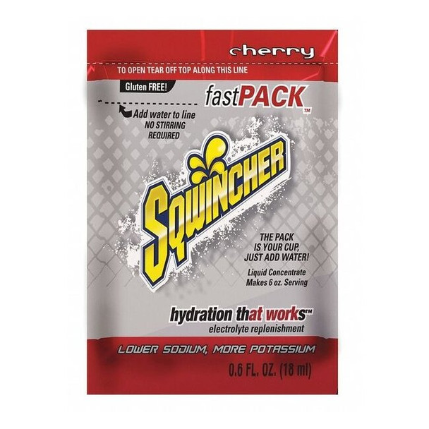 Sqwincher Sports Drink Liquid Concentrate 0.6 oz., Cherry, Pk50 159015301