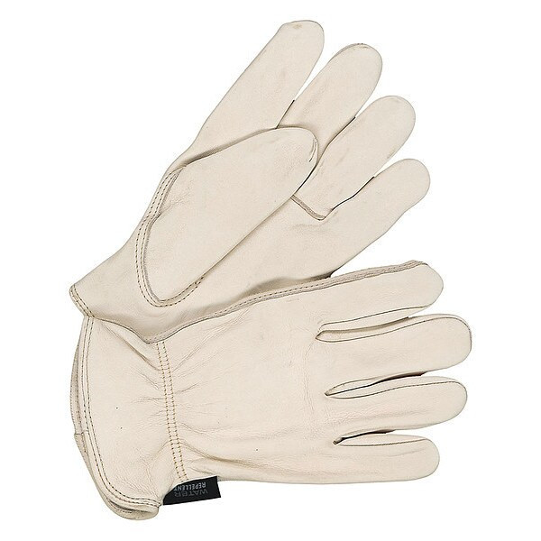 Leather Drivers Gloves, Shirred Slip-On Cuff, Keystone Thumb, Tan, M, 1 PR