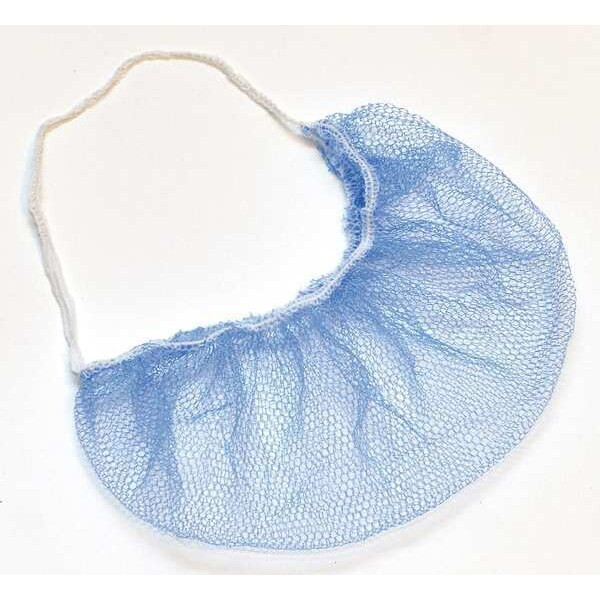 Beard Net, Nylon, Polyester, 18 in Dia., Blue, Universal, 1000 PK