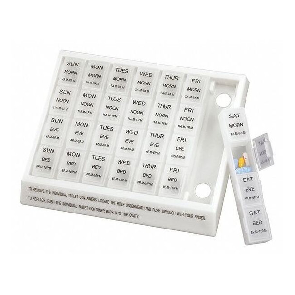 Healthsmart Pill Organizer, 10 3/8 in L x 8 1/2 in W x 1 1/8 in H 640-8223-0000