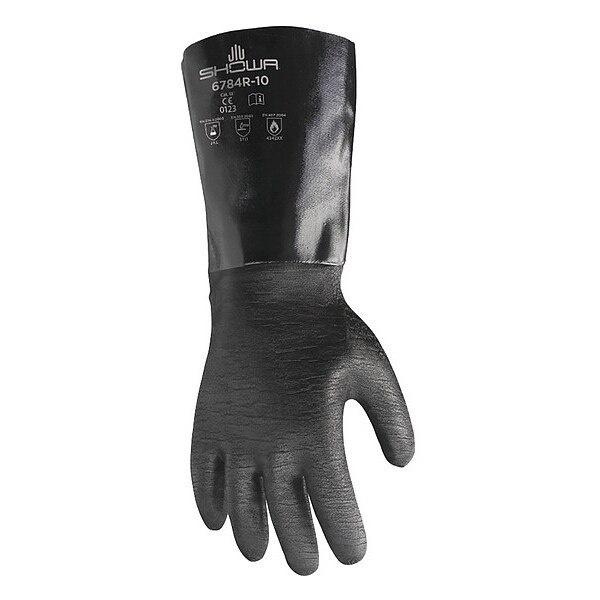 6784R Chemical Resistant Gloves, Neoprene, 14 in L, 26 mil, Black, 10, 1 PR
