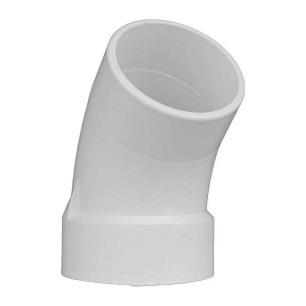 PVC Street Elbow, 45 Degrees, Hub x Spigot, 4 in Pipe Size