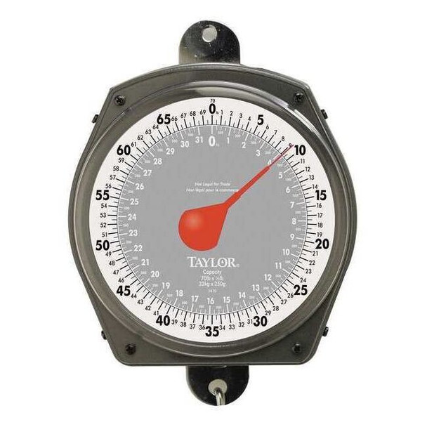 Taylor Mechanical Hanging Scale,32kg/70 lb,Dial 3470410410