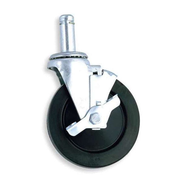 Metro Swivel Stem Caster w/Brake,Rubber,200 lb 5MB