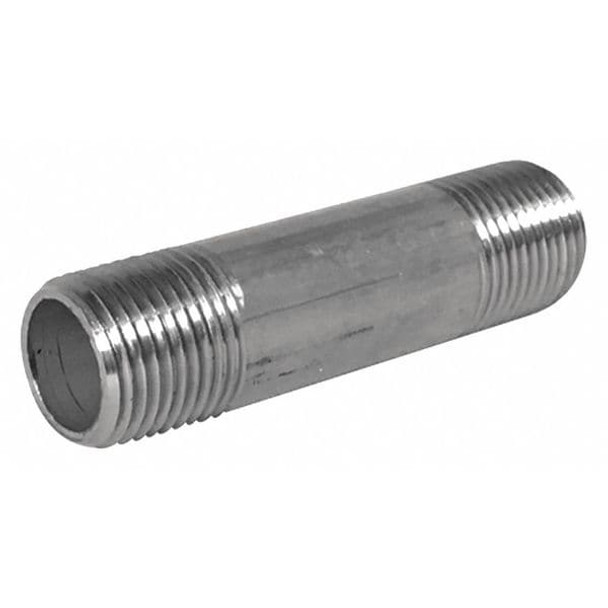1/2" MNPT x 2" TBE Stainless Steel Pipe Nipple Sch 80