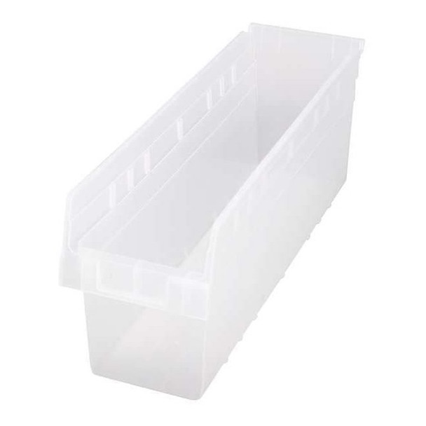 Shelf Storage Bin, Polypropylene, Clear, 8 in H, 6 5/8 in W, 23 5/8 in L
