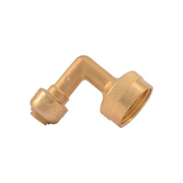 Push-Fit Elbow Fitting, 1/4 in x 3/4 in GHT Tube Size, Brass, Brass