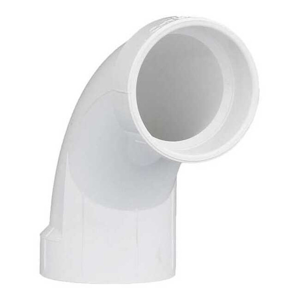 Manufacturer Varies PVC Elbow, 90 Degrees, Long Sweep, Hub, 2 in Pipe Size 1WJZ1