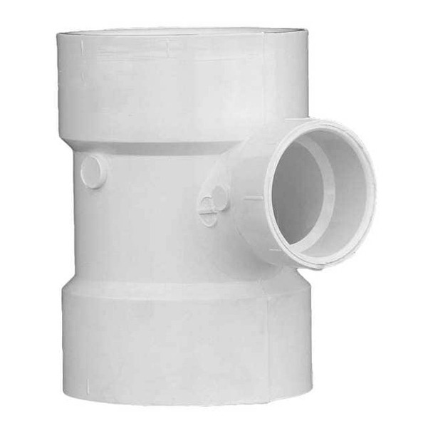 PVC Sanitary Tee, Hub, 3 in x 3 in x 1 1/2 in Pipe Size