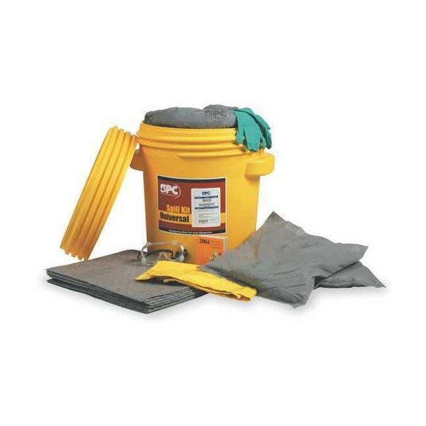 Spill Kit, 16 gal Volume Absorbed per Kit, 20 gal Capacity, Drum, Yellow