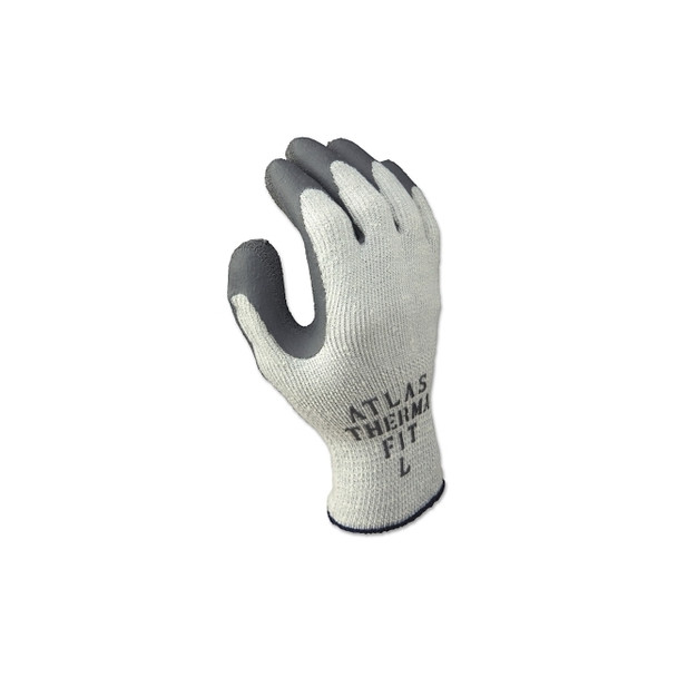 Atlas Therma-Fit 451 Latex Coated Gloves, Large, Gray/Light Gray