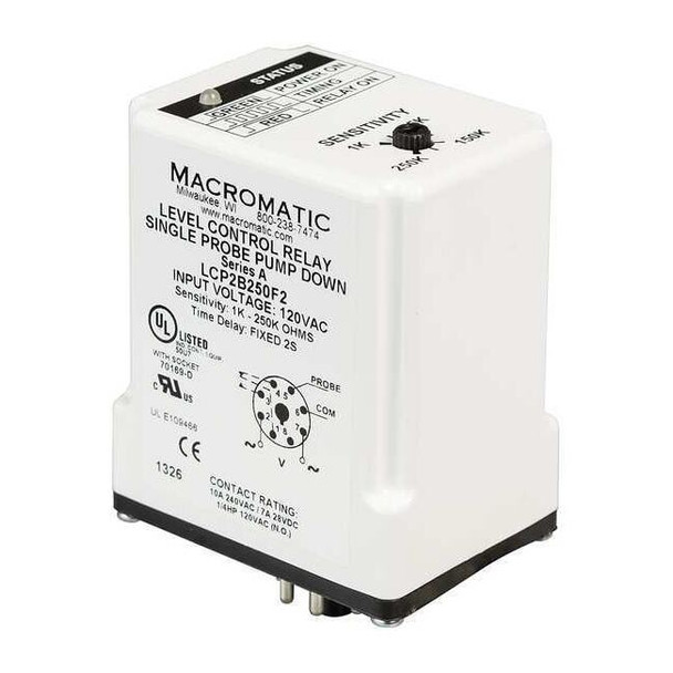 Macromatic Control Relay,Single Pump Down,120V LCP2B250F2