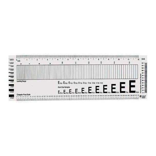 Westcott Ruler, Plastic, Lined, 16ths, 13-3/4in GA-96
