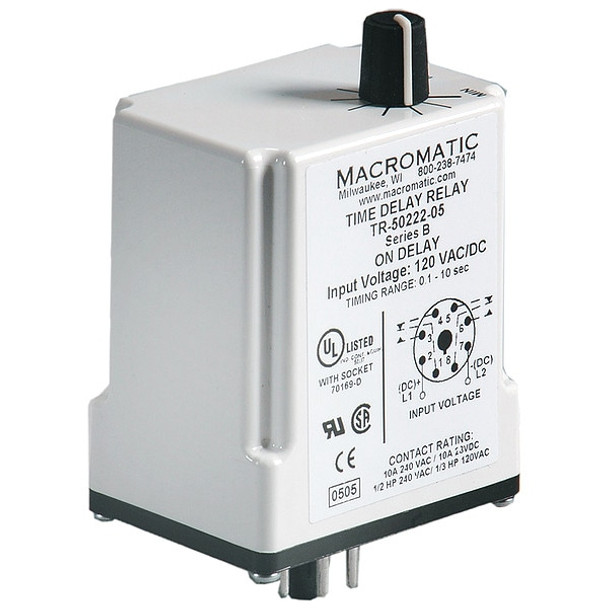 Macromatic SinFunTimeDelayRelay, 120VAC/DC, 8Pins TR-50222-14
