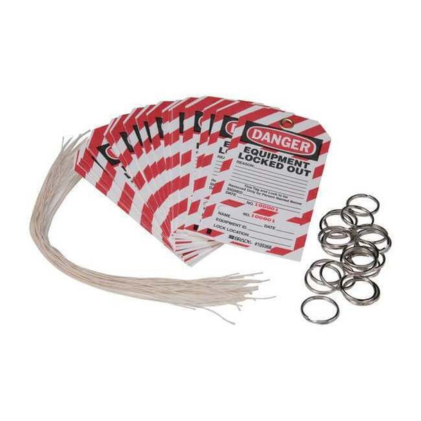 Brady Danger Tag,5-3/4 x 3 In,Rld Brs,PK25 WKT2