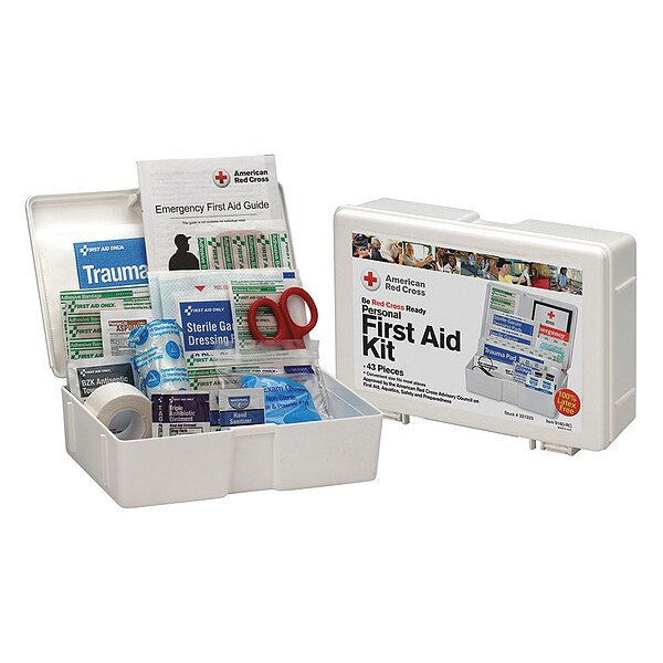 First Aid Kit and Housing, Plastic 43 Components, 10 People Served