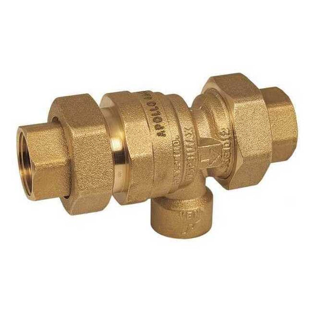 Apollo Valves Dual Check Valve w/ Port,Brass,3/4",FNPT 4A4A44AM